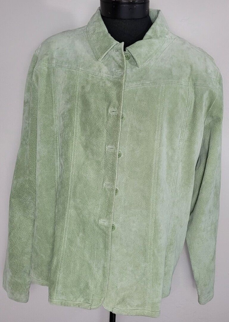 Live A Little Leather Suede Jacket Green Hand Wash Size 3X Vintage